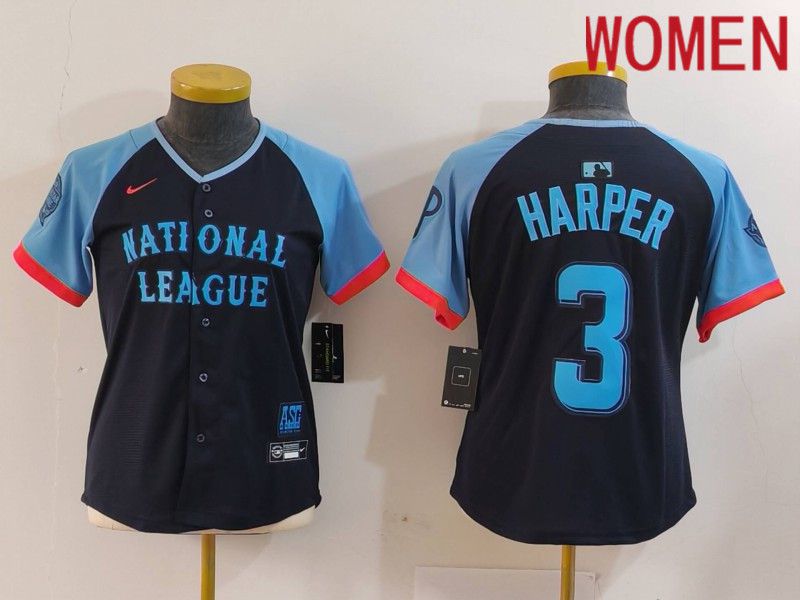 Women Philadelphia Phillies #3 Harper Blue All star 2024 Nike MLB Jersey style 1->women mlb jersey->Women Jersey